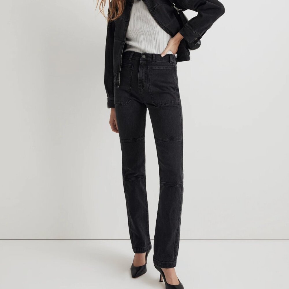 Madewell The Petite '90s Straight Cargo Jean Black Size 25P